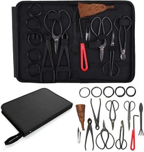 POWERENG 15 Pieces Gardening Bonsai Tree Pruning Carbon Steel Tool Kit