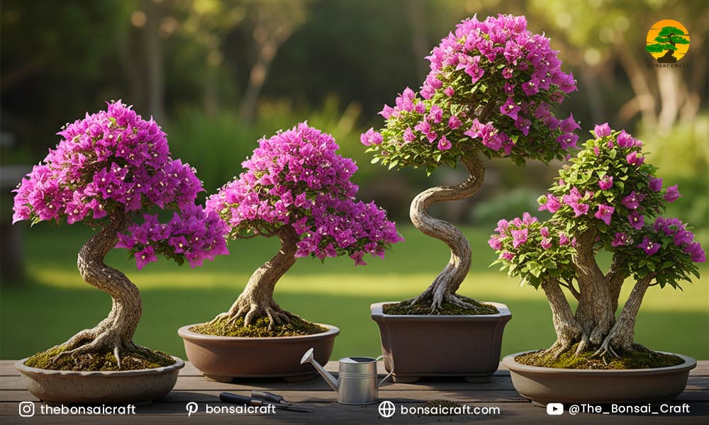 What are the essential conditions for bougainvillea bonsai care?