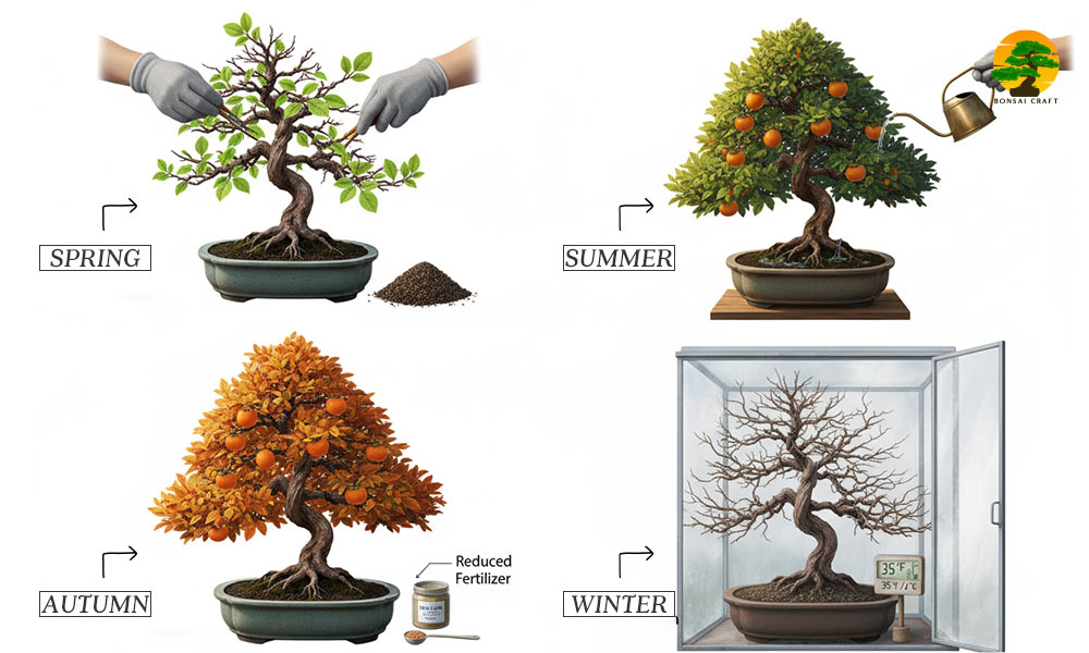 Seasonal Care for Persimmon Bonsai Trees