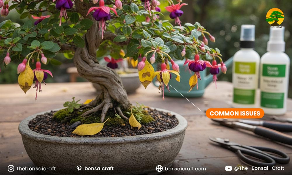 Common Fuchsia bonsai pests like aphids and spider mites with natural pest control methods