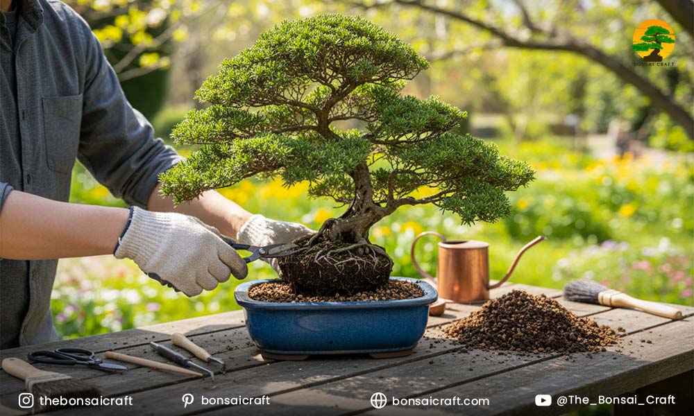 Repotting a Bonsai Podocarpus Plant