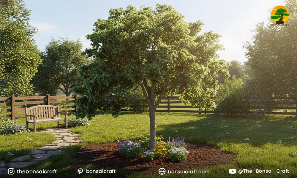 Chinese Elm tree planted in a sunny, spacious outdoor spot, ideal for strong root and canopy development.