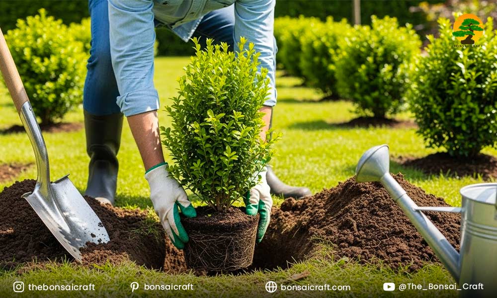 Step-by-step instructions on how to plant Buxus sempervirens for strong roots and long-term growth.